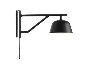 Schwarze Wandleuchte mit modernem, industriellem Design und Kabel