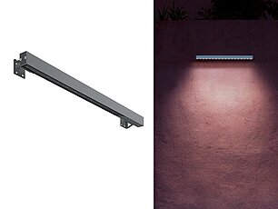 Moderne LED-Wandleuchte in schlichtem Design, leuchtet Außenwand effizient aus