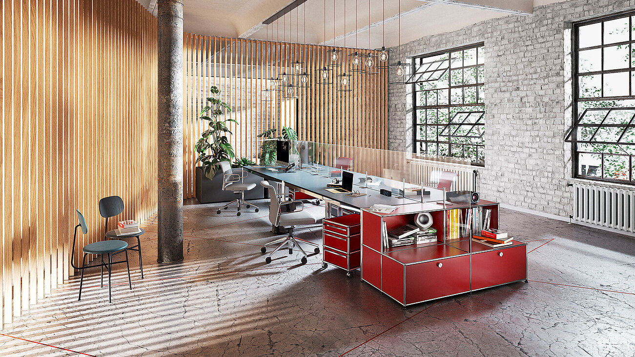 USM Haller Schreibtisch individuell konfiguriert im Showroom Scheicher Salzburg